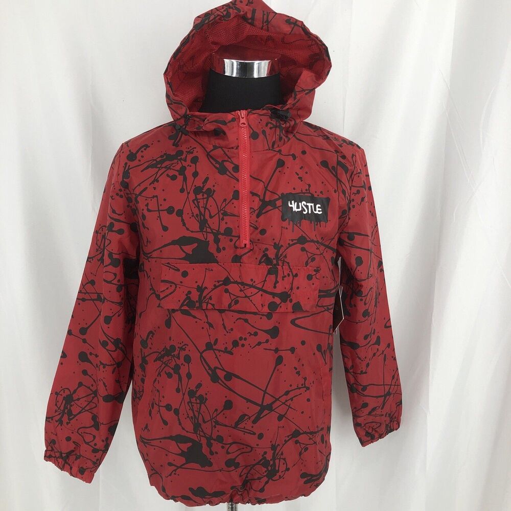 LR Scoop Winderbreaker Men’s Small Hustle Red Paint Splatters